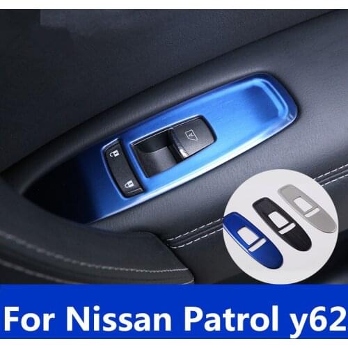 Glass switch sequins stickers door armrest lifting panel Glass lift switch panel door armrest frame For Nissan Patrol y62