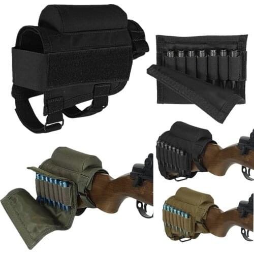 Tactical Gun Rifle Buttstock Ammo Pouch Hunting Shooting Tactical Buttstock Cartridges Carrier Case Holder With 7 Shells Holder