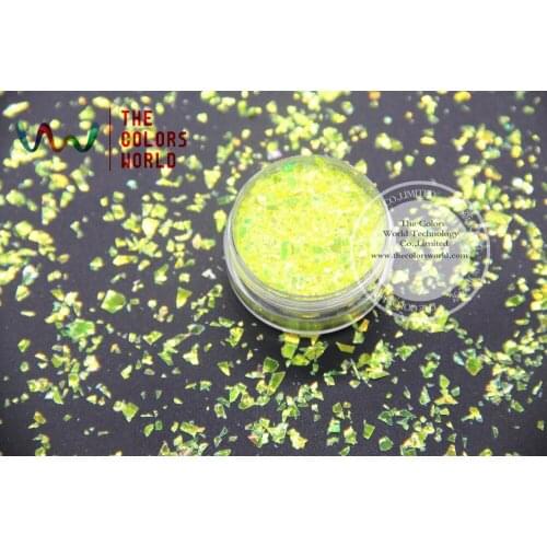 TCR330 American Fantasy Iridescent Light Yellow Colors Random Cut Glitter Spangles Mylar for nail art and DIY decoration