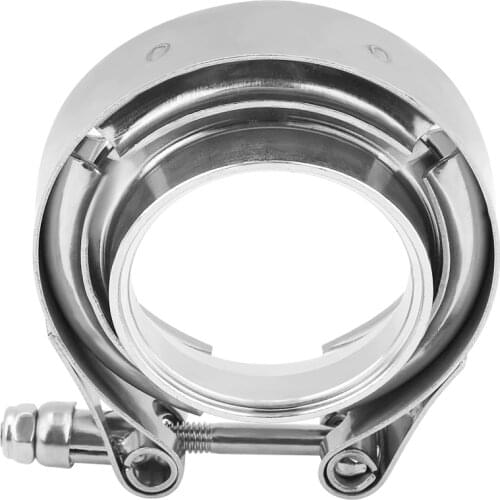 Universal 2 Inch Stainless Steel V-Band Clamp Flange Kit Fits for Turbos, Wastegates Blow-off Valves Exhaust Silver