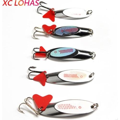 Upgraded Spoon Fishing Lure 10/14/18/21/28g Spoon Lures with Red Tail Treble Hook Metal Lure for Fishing Hard Bait Fly Fishing