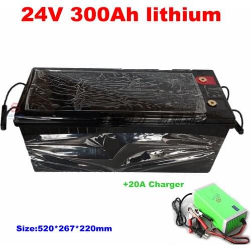 Waterproof 24V 300AH Lithium ion battery BMS 24V 400AH li ion battery for 2400W RV EV Solar energy golf cart UPS +20A Charger