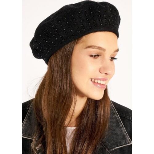 YENİ SEZON Siyah Taşlı Ressam Şapka