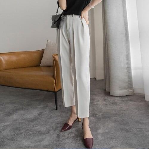 Johnature New Korean All Match Ankle-length Women Pants 2021 Spring Summer Loose Zippers Solid Color Straight Pants