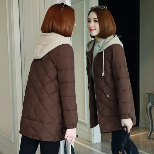 Women Parkas 2021 New Winter Jacket Hooded Down Cotton Jacket Female Casual Loose Coat Warm Cotton-padded Parka Outwear