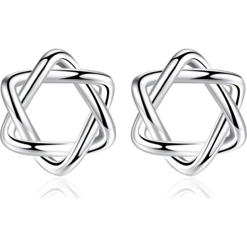 100% 925 sterling silver fashion star design ladies' stud earrings wholesale women jewelry birthday gift drop shipping