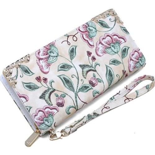 Women Embroidery Printing Floral Wallet Fashion Lady ID Card Holder Purse Flowers Pattern Handbag monedero mujer para monedas