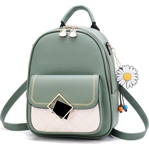 Women 2021 New Solid Color Small Backpack Girl Cute Casual PU Leather Backpack Female Bags for Women Designer Bag Bookbag