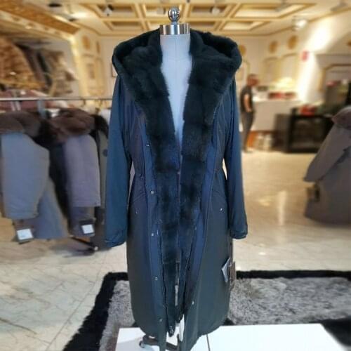 WINTER PALACE new raccoon fur collar Mid-length Removable cotton lining Send to overcome female Overcoat Ladies jacket SF1925-1