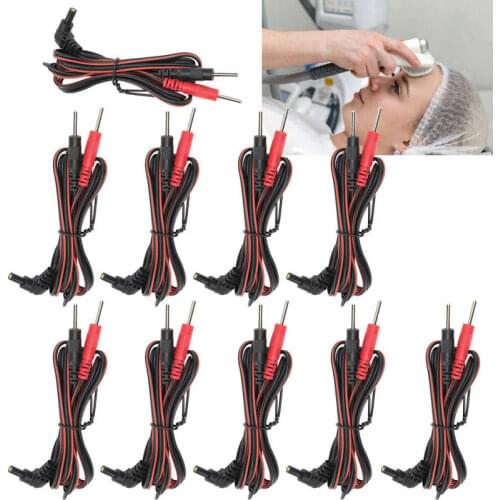 10pcs / bag 2.35mm 1.2m 2-In-1 Pin Type Electrode Lead Wire Cable for tens Unit Physiotherapy Machine Massage Instrument