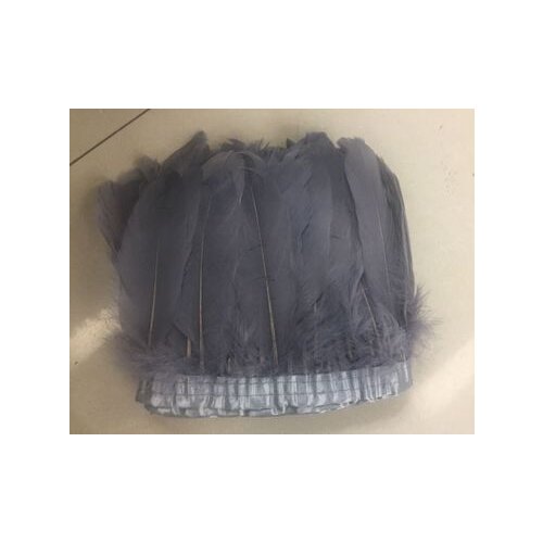 10 yards Grass gray Goose Feather Trims Dyed Goose Feather Ribbons 15-20cm Duck Feather Fringes for Carnival Ornaments