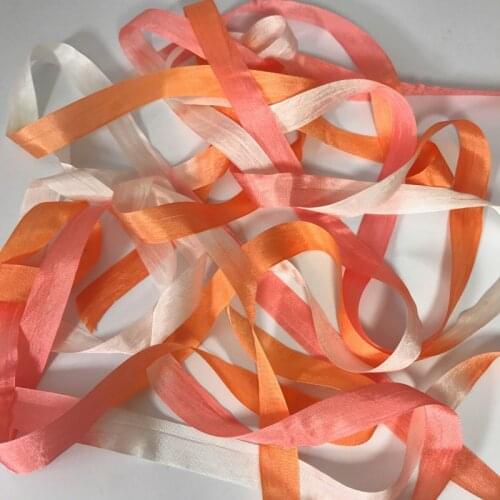 13mm variegated color 100% pure silk woven double face silk ribbons for embroidery and handcraft project,gift packing