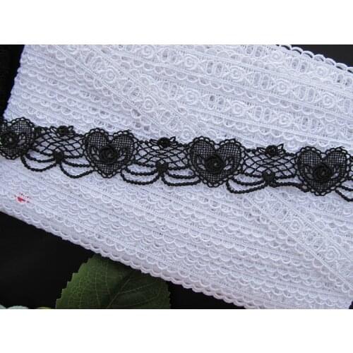 2Yards Black Hearts Patch Applique Venise Lace Trim Fabric for Garment Curtain Decor High Quality Venice Edge New Arrivals