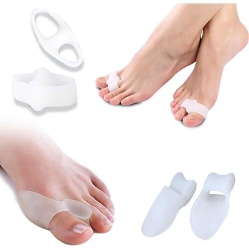 2Pair Silicone Gel Thumb Corrector Bunion Little Toe Protector Separator Hallux Valgus Finger Straightener Foot Care Relief Pads