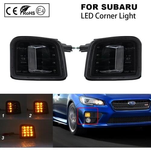 2Pcs Black Lens Dynamic LED Front Turn Signal Lights Lamps LED Corner Lights For Subaru STI WRX Limited Turbo Base Premium