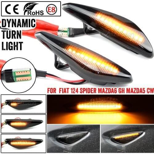 2Pcs LED Dynamic Car Turn Signal Lights For Mazda 5 CW 6 GH MX-5 ND RX-8 Car Side Marker Lights For Fiat 124 Spider Abarth