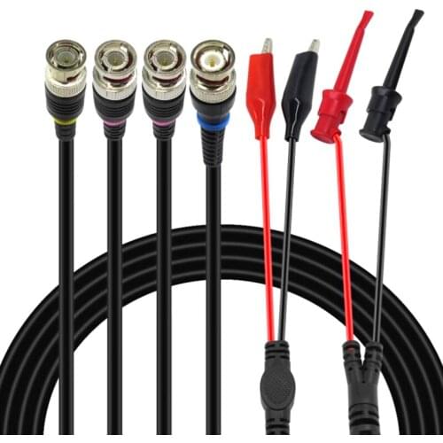3PCS BNC Test Leads,Oscilloscope Probes BNC to Dual-Head Alligator Clips,BNC to Mini Hook Leads,BNC to BNC Cable Leads