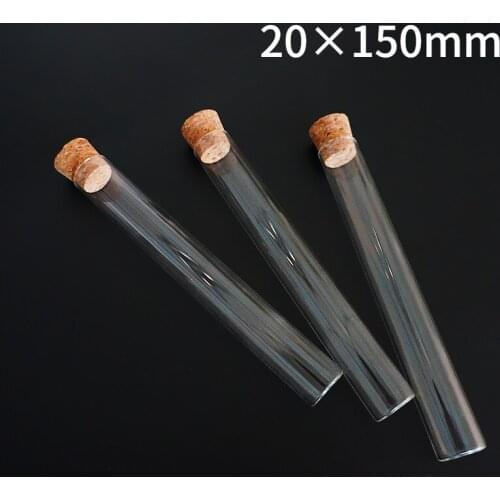 20pcs clear 20x150mm glass test tube with cork flat bottom all Size available free shipping