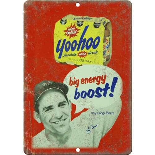 Adkult Yankees Yogi Berra Yoo-Hoo Chocolate Drink 12" x 9" Retro Look Metal Sign N11