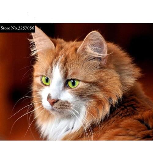 Animals Full Round Drill DIY Diamond Painting Lovely Cat Diamond Embroidery Cross Stitch Resin Rhinestone Mosaic Christmas Gift