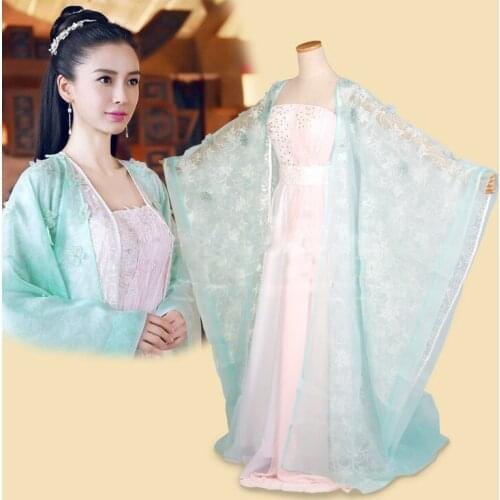 Angelababy Bai PinTing Light Green Fairy Costume Hanfu Ancient Jin Dynasty Newest TV Play General and I (Gu Fang Bu Zi Shang)