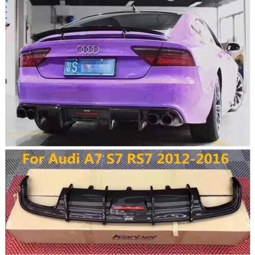 Carbon fiber Car Rear Bumper Spoiler Lip Auto Car Diffuser With lamp For Audi A7 S7 RS7 2012 2013 2014 2015 2016