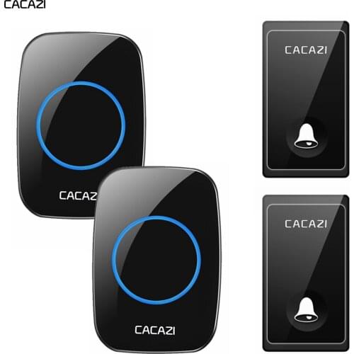 CACAZI Home Wireless Doorbell Self powered Waterproof 2 Button 2 Receiver US EU UK AU Plug No Battery Required Door Bell