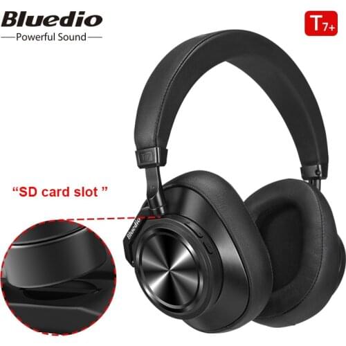Bluedio T7+ wireless bluetooth headset microphone with microphone Micro SD card slot active noise canceling headset ANC