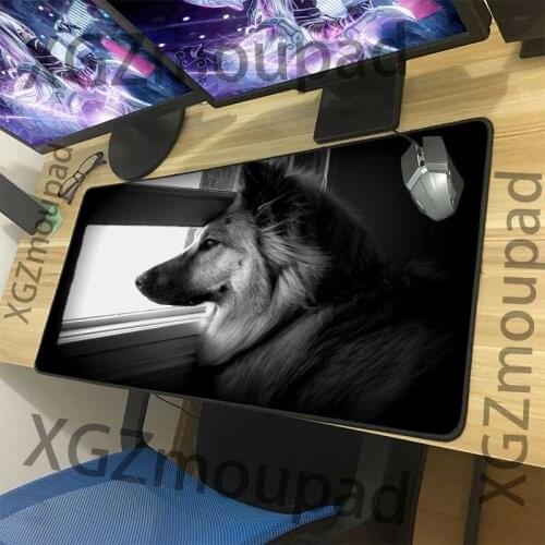 XGZ Animal Loyal Pet Dog Custom Large Mouse Pad Black Precision Lock Edge Computer Table Mat Rubber Non-slip for Csgo Dota Gamer