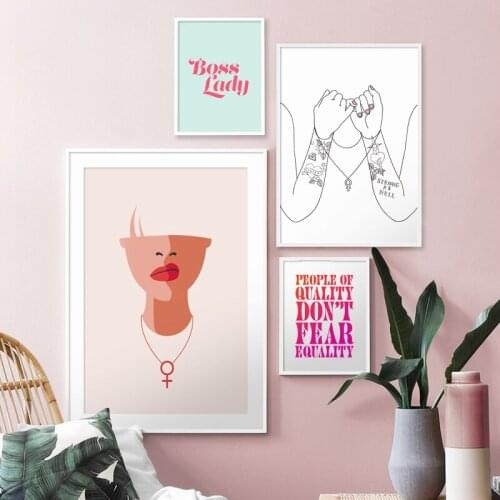 Boss Lady Pinky Promise Girl Tattoo Quote Wall Art Canvas Painting Nordic Posters And Prints Wall Pictures For Living Room Decor