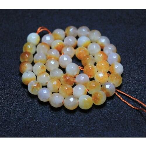 Wholesale AAA+ Faceted 8 mm Natural White Stone Dye White Yellow Beads For Jewelry Making DIY Bracelet Necklace Strand 15