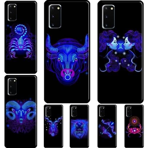 Zodiac Signs Neon Phone Case For Samsung S10 Plus S20 FE S8 S9 S10e Note 9 Note 10 Note 20 Ultra S21 Ultra