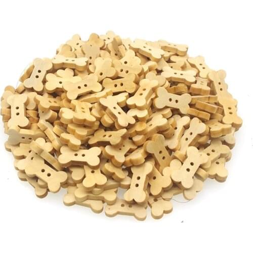 Wooden Sewing Buttons Scrapbooking Bone Natural Color Two Holes Cartoon 19 x 11mm 50 PCs Costura Botones Decorate bottoni botoes