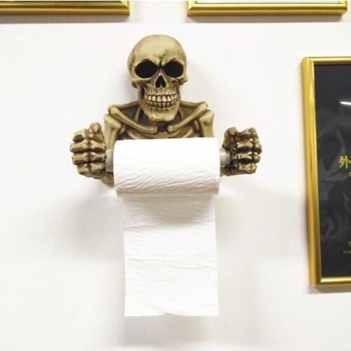 NewTissue Holder Novelty Skull Shape Wall Hanging Kitchen Bathroom Toilet Roll Paper Towel Rack Plastic Holder Home Supplies