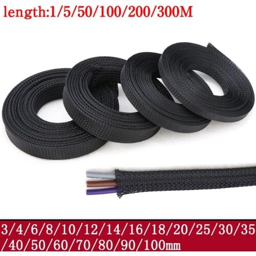 Length 1/5/50/100/200/300M PET Cable Insulated Braided Sleeving Data line protection Wire Cable Flame-retardant nylon tube