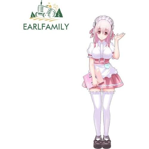 EARLFAMILY 13cm x 4.2cm for Super Sonico Car Stickers Scratch-Proof Anime Decals Personality Cute Trunk Motorcycle Decor