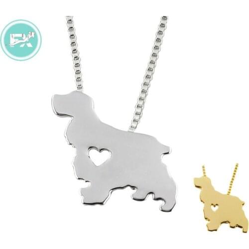 G.SKY (Buy One Get One More for Free) Cocker Spaniel Dog Necklace Animal Pendant Jewelry Golden Colors Plated