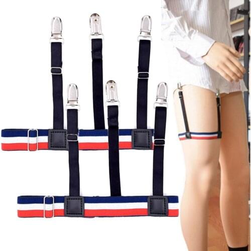 Hot Sale 2Pcs Garter Shirt Stays Belt Suspenders Elastic Leg Girdle Leggings Shirt Crease Resistant Nylon Non-slip Locking Clip