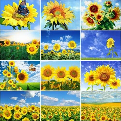 HUACAN Full Drill Diamond Embroidery Painting Sunflower Art Rhinestone 5D DIY Diamond Mosaic Cross Stitch Home Decor