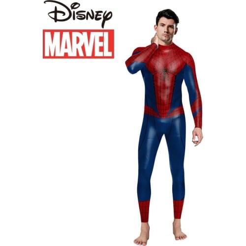 Marvel Avengers movie role stage suit mens long-sleeved one-piece suit Spiderman print one-piece cosplay costume