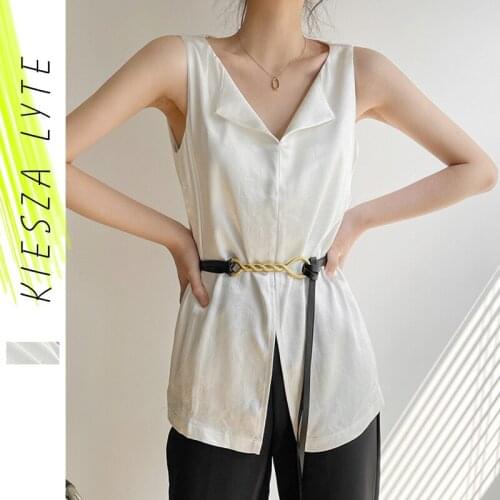 Summer T Shirts Basic V Neck Sleeveless Satin Camis New Fashion Sexy Femme Loose Tank Top 2021 Womens Clothing