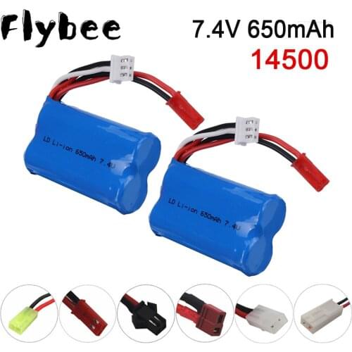 2PCS 7.4V 650mAH 14500 15C Lipo Battery For Syma F1 BR6802 HJ370 W608-7 YD712 YD921 Remote Control Helicopter Toys Accessories