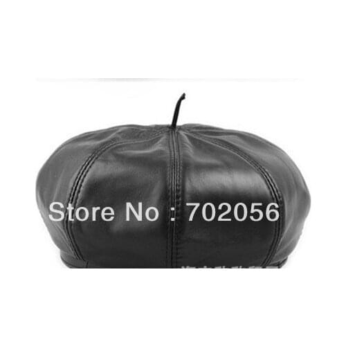 Soft real sheepskin Leather Beanie Skull Caps Hats casual HAT CAP 13pcs/lot #3104