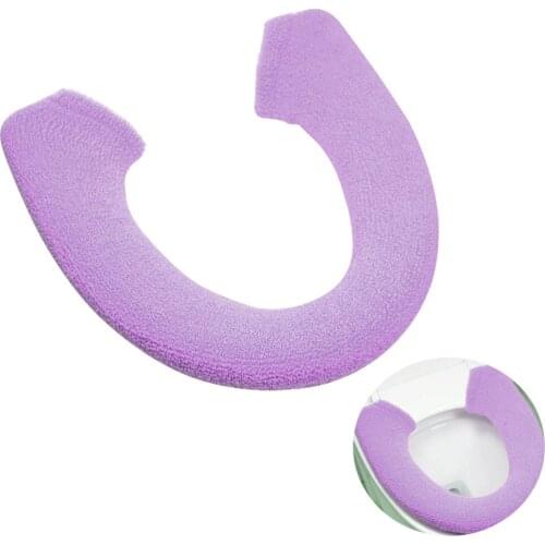 Soft Warm Thicken Toilet Seat Covers Button Style Toilet Seat Cushion Mat Pad (Purple)