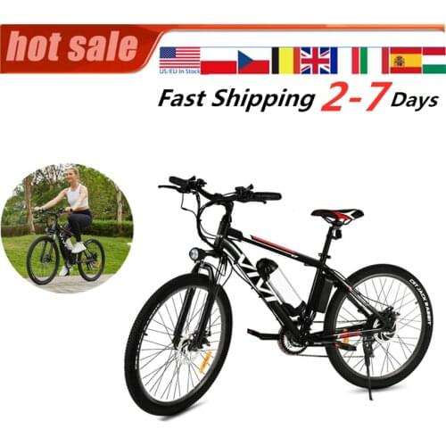 Outdoor Riding 26-inch Mountain Electric Bicycle 21-speed Gear US In Stock Aluminum alloy double disc brake Snow Bike