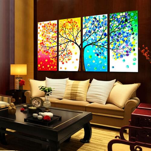 Handmade Needlework Cross Stitch Set Embroidery Kit Precise Printed Ping colored trees Pattern Cross-Stitching Home Decoration