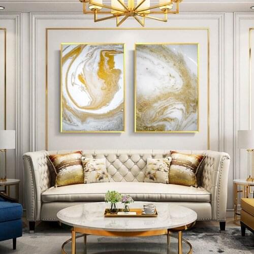 Nordic Light Luxury Room Decoration Canvas Painting Modern Gold Abstract Picture Living Room Bedroom Art Wall Home Decor Poster
