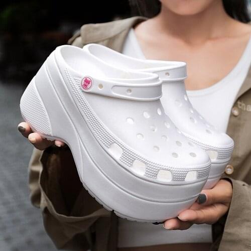 2021 New Hot Candy Color Platform Clogs for Women 10cm Super High Heels Ladies Mule Clogs Garden Shoes Summer Clogs Slippers