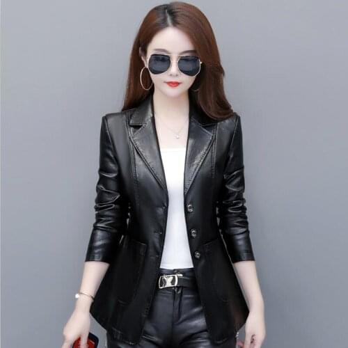 New Plus Size 3XL 4XL Leather Suit Women Leather Jacket 2020 Fashion Womens Leather Jacket Outerwear Coat Female Jacket Blazer