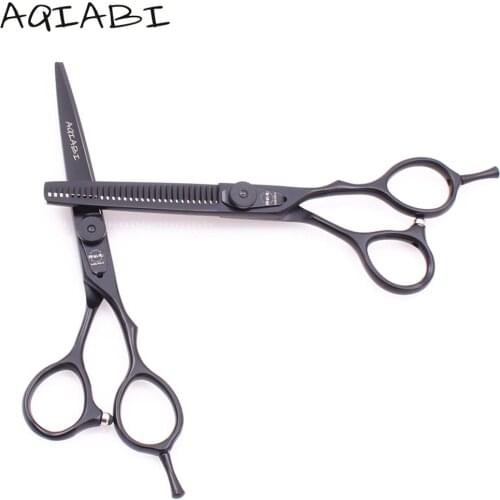 Hairdressing Scissors 6" A9015 440C Black Straight Scissors Hair Thinning Shears Professional Hair Scissors Add Wooden Gift Case